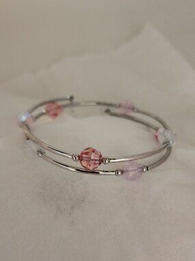 Touchstone Crystal Wind Up Bracelet Pink